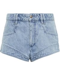 Damen Bekleidung Kurze Hosen Jeans-Shorts und Denim-Shorts Isabel Marant Denim Natalina Jeansshorts Mit Fransen in Grau 