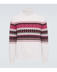 ZEGNA - Intarsia Cashmere Turtleneck Sweater - Lyst