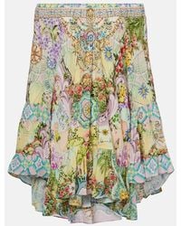 CAMILLA - Embellished Printed Silk Crepe Minidress - Lyst
