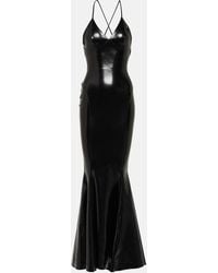 Norma Kamali - Open-back Faux Patent Leather Maxi Dress - Lyst