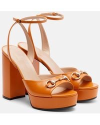 Gucci - Horsebit Leather Platform Sandals - Lyst