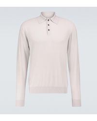 King & Tuckfield Long-sleeved Wool Polo Shirt - Grey