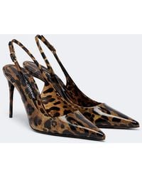 Dolce & Gabbana - Lollo Leopard-Print Leather Slingback Pumps - Lyst