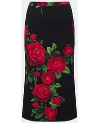 Dolce & Gabbana - Floral Silk-Blend Pencil Skirt - Lyst
