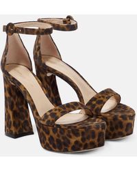 Gianvito Rossi - Leopard-print Suede Platform Sandals - Lyst