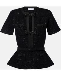 Self-Portrait - Top De Punto Con Lentejuelas Y Peplum - Lyst