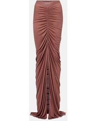 Rick Owens - Poppy Ls Ruched Jersey Maxi Skirt - Lyst