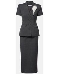 Self-Portrait - Peplum Floral-Applique Midi Dress - Lyst