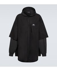 Balenciaga - Patched Cotton Poplin And Fleece Jacket - Lyst