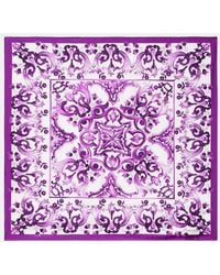 Dolce & Gabbana - Majolica Printed Silk Twill Scarf - Lyst