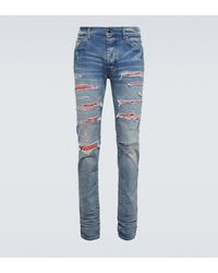 Amiri Skinny Jeans Thrasher Bandana - Blau