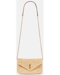 Saint Laurent - Cassandre Mini Raffia Shoulder Bag - Lyst