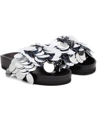 Femme Chaussures plates Chaussures plates Paco Rabanne Sandales en cuir a ornements Cuir Paco Rabanne en coloris Noir 