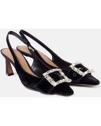 Dolce & Gabbana - Slingback-Pumps Dg Aus Samt Mit Kristallen - Lyst
