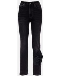 Area - Bow-Detail Cropped Straight Jeans - Lyst