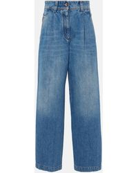 Brunello Cucinelli - Pleated High-rise Wide-leg Jeans - Lyst