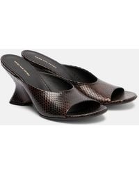 Dries Van Noten - 75 Snake-Effect Leather Wedge Mules - Lyst