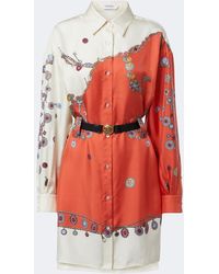 Versace - Printed Silk Twill Shirt Dress - Lyst