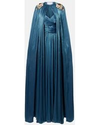 Costarellos - Embellished Pleated Caped Bustier Gown - Lyst
