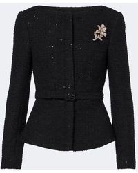 Roland Mouret - Belted Embellished Boucle Jacket - Lyst