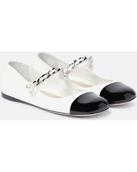 Miu Miu - Verzierte Ballerinas Aus Leder - Lyst