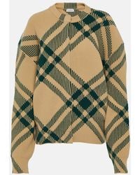 Burberry - Check Wool Blend Cardigan - Lyst