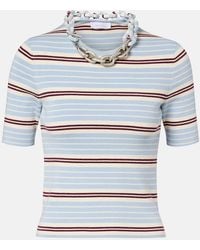 Rabanne - Top En Mezcla De Seda Y Algodon A Rayas Con Cadena - Lyst
