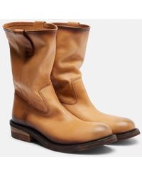 Miu Miu - Foule Leather Ankle Boots - Lyst