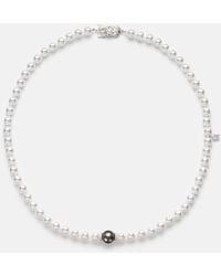 Mikimoto - 18Kt Necklace With Pearls And Diamonds - Lyst
