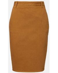 Saint Laurent - Cotton Pencil Skirt - Lyst