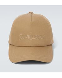 Saint Laurent - Logo Cotton And Linen Gabardine Baseball Cap - Lyst