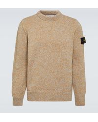 Stone Island - Pullover in misto lana con logo - Lyst