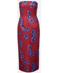 Emilia Wickstead - Robe Midi Leila En Satin A Fleurs - Lyst