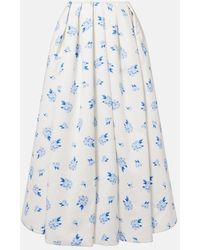 LEO LIN - Victoria Floral Pleated Cotton Maxi Skirt - Lyst