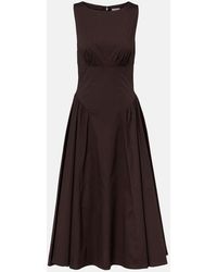 STAUD - Gwen Cotton Poplin Midi Dress - Lyst