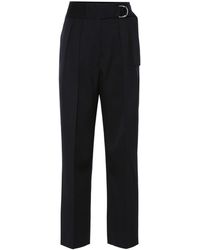 Damen Bekleidung Hosen und Chinos Hose mit gerader Passform Jil Sander Wolle High-Rise-Hose aus Schurwolle in Schwarz 