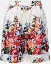 Dolce & Gabbana - Floral Silk Twill Bermuda Shorts - Lyst