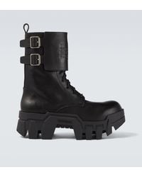 Balenciaga - Bulldozer Debossed Leather Combat Boots - Lyst