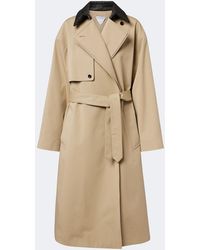 Bottega Veneta - Leather-Trimmed Cotton Trench Coat - Lyst