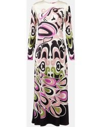 La DoubleJ - Clingy Swing Printed Satin Midi Dress - Lyst
