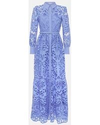 Self-Portrait - Belted Cotton Lace Maxi Dress - Lyst