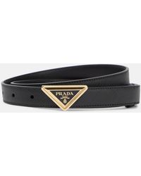 Prada - Triangle Saffiano Leather Belt - Lyst