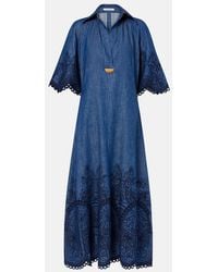 Zimmermann - Coco Embroidered Denim Dress - Lyst