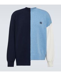 Loewe - Anagram Colorblocked Wool-blend Sweater - Lyst
