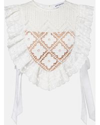 Self-Portrait - Crochet Ruffled Crop Top - Lyst