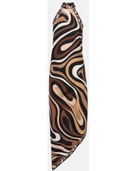 PUCCI - Marmo Halterneck Silk Satin Midi Dress - Lyst