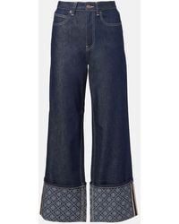 Tory Burch - Monogram Wide-Leg Jeans - Lyst