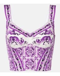 Dolce & Gabbana - Bustier-Top Majolica Aus Einem Seidengemisch - Lyst