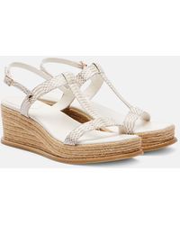 Jimmy Choo - Theia 100 Leather Espadrille Wedges - Lyst