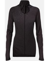 Lemaire - Tie-Neck Jersey Top - Lyst